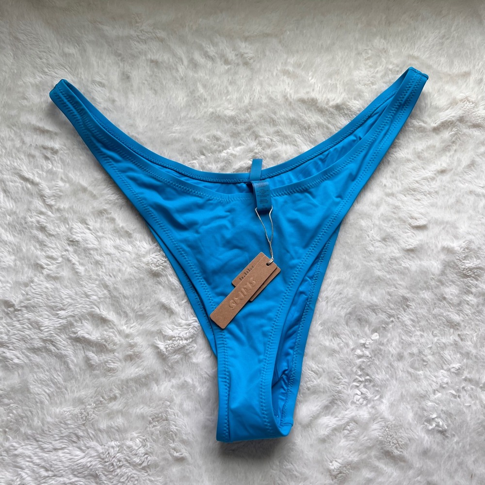 SKIMS Recycled Swim Micro Tanga Bikini Bottom Turquoise Blue Size 3X SW-TAN-0147